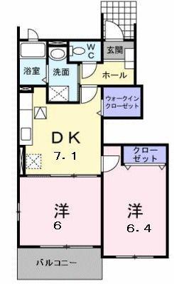 サンフェアリー(2DK/1階)の間取り写真