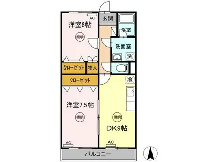 GNOSISIII(2DK/1階)の間取り写真