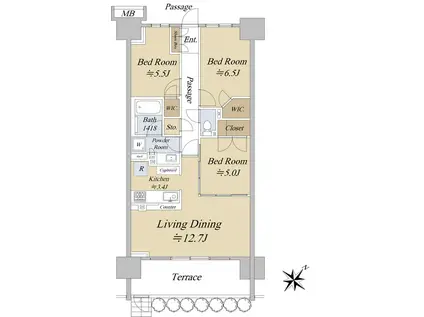 ザ・パークハウス南浦和ガーデン(3LDK/1階)の間取り写真