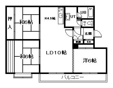豊岡3.8ハイツ(3LDK/2階)の間取り写真