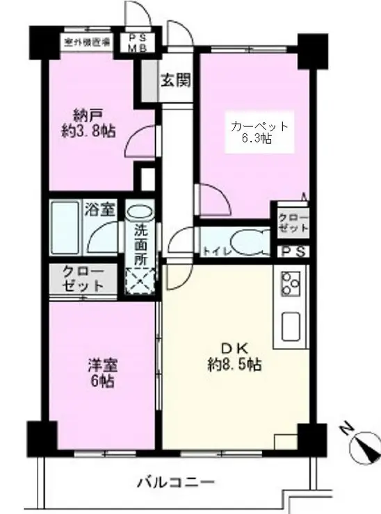 ライオンズマンション草加東 6階階 間取り