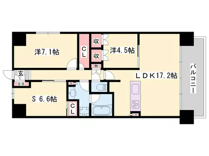 ウエリス姫路(2SLDK/5階)の間取り写真