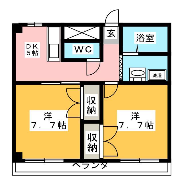 TOGETHER21B棟(2DK/2階)の間取り写真