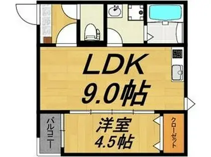 LECOCON新守山(1LDK/1階)の間取り写真