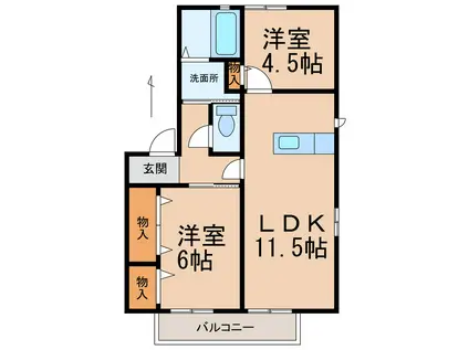 クレール(2LDK/2階)の間取り写真