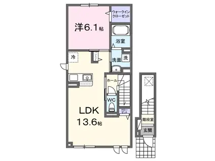 ブリッサ砂川 Y(1LDK/2階)の間取り写真