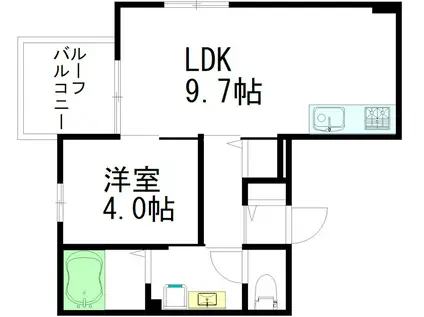 PRIMA VITA(1LDK/3階)の間取り写真