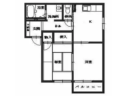 ポワッソン・ルージュ(2K/2階)の間取り写真