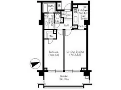 パークコート元麻布ヒルトップレジデンス(1LDK/5階)の間取り写真