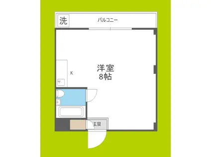 クィンプラザ瓜破(ワンルーム/2階)の間取り写真