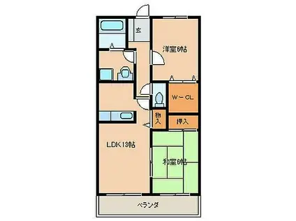 ステラコート壱番館(2LDK/2階)の間取り写真