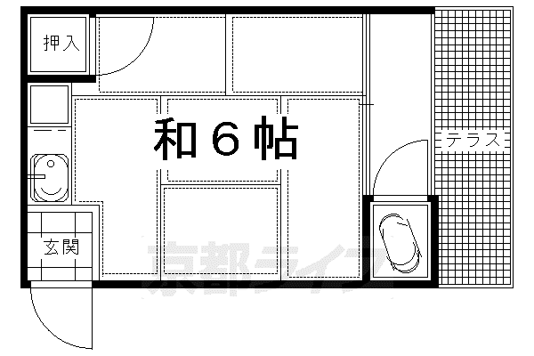 みどり荘(ワンルーム/1階)の間取り写真