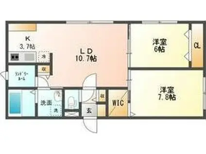 CHOU CHOU イースト26(2LDK/1階)の間取り写真