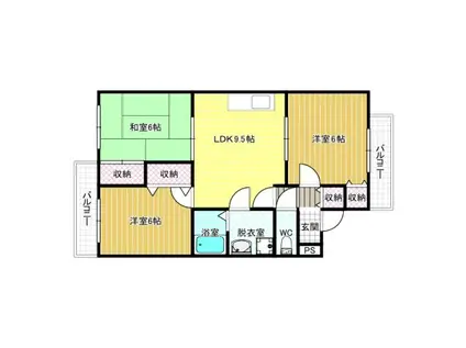 七色ハイツ(3LDK/2階)の間取り写真