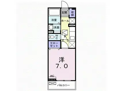 ノ-ス・マウンテンII(1K/1階)の間取り写真