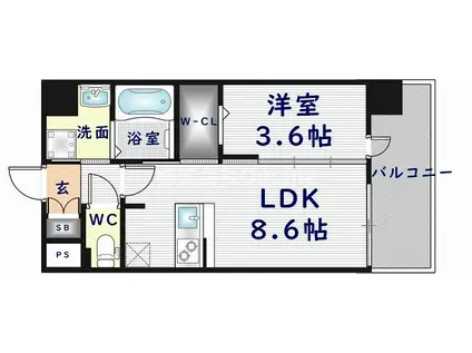ESTONE HIGASHIOSAKA(1LDK/10階)の間取り写真