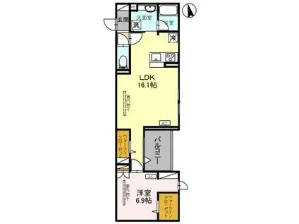 D-GLANZ イースト(1LDK/2階)の間取り写真