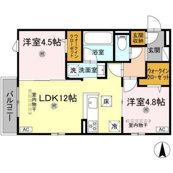CAMPANELLA山本(2LDK/1階)の間取り写真