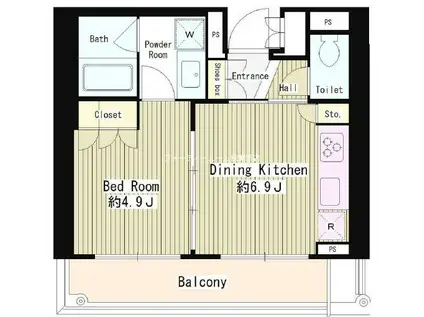 MMガーデン(1DK/4階)の間取り写真