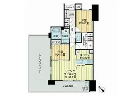 サーパス博多サウスガーデン(2LDK/10階)の間取り写真