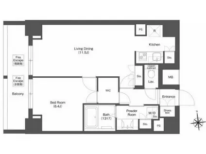 COMFORIA秋葉原ノース(1SLDK/12階)の間取り写真