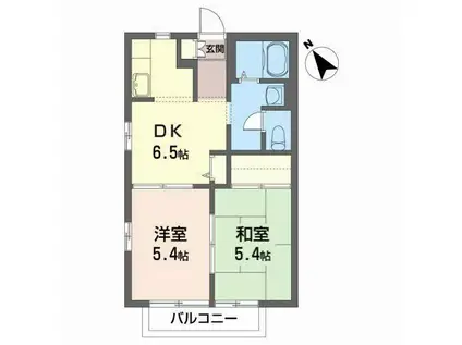 ファミーユ燕沢(2DK/2階)の間取り写真