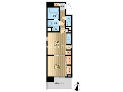 ドゥーエ横濱台町(1DK/8階)の間取り写真