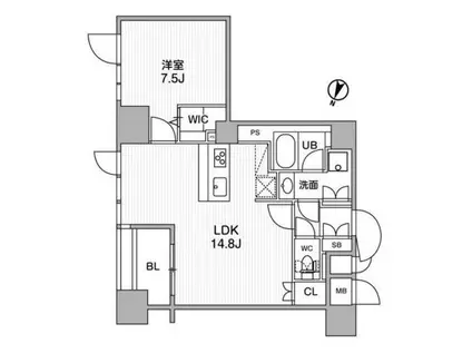 東神田テラスレジデンス(1LDK/10階)の間取り写真