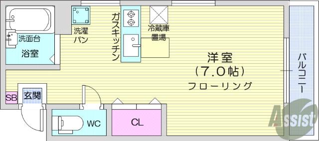 リモーブル旭ヶ丘(ワンルーム/3階)の間取り写真