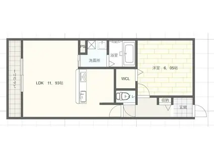 エレアージュ姫路駅南(1LDK/1階)の間取り写真