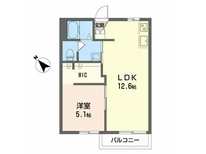 タウニイ西柱(1LDK/2階)の間取り写真
