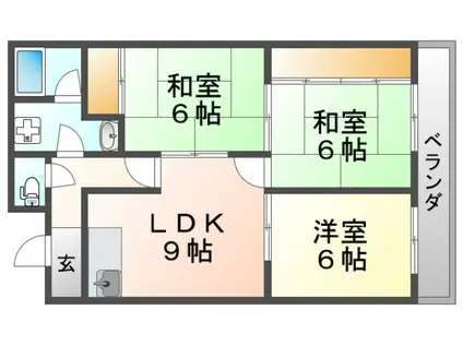 ヴィラ谷内(3LDK/3階)の間取り写真