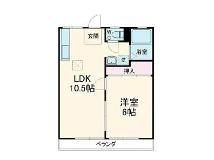宮岡第1パナハイツ(1LDK/2階)の間取り写真