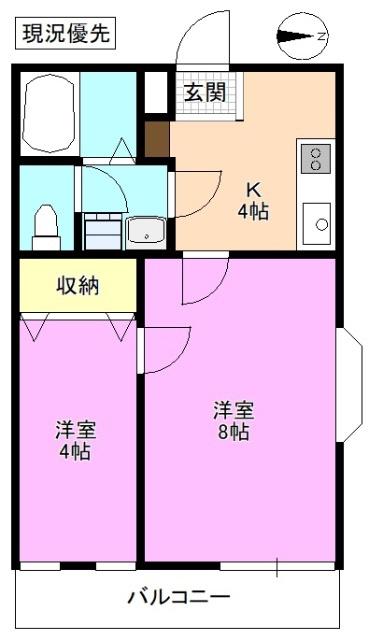 住感シリーズP(2K/2階)の間取り写真