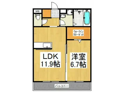 グレイス・フォレ I(1LDK/1階)の間取り写真