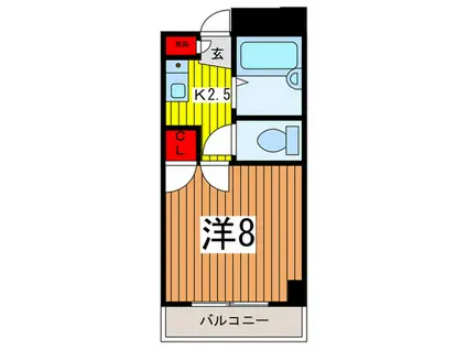 岸町ヒルズ(1K/3階)の間取り写真