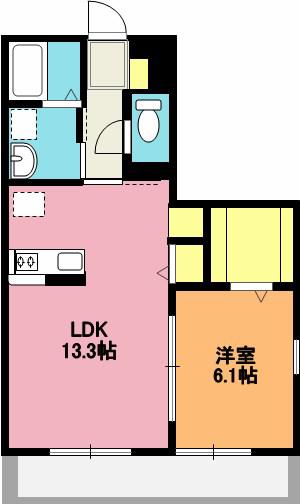 オークヒル宮本町(1LDK/1階)の間取り写真
