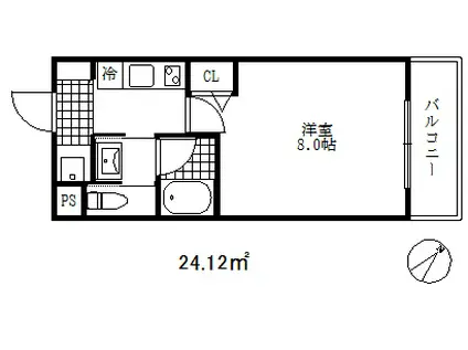 アークテラス魚崎(1K/3階)の間取り写真
