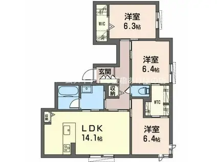 ラソルティ(3LDK/1階)の間取り写真
