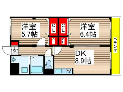 チクマハイツ(2DK/1階)の間取り写真