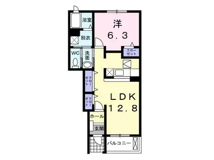 アメニティーC(1LDK/2階)の間取り写真