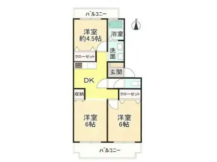 ヴィラ仲谷向陽台(3DK/2階)の間取り写真