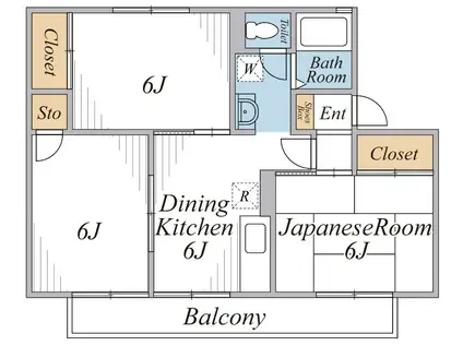 エクセル増尾(3DK/2階)の間取り写真