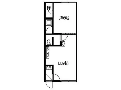 スカイハイツ大町A(1DK/1階)の間取り写真