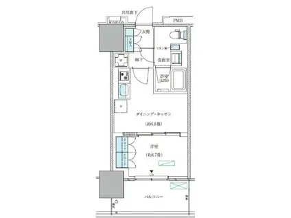 パークアクシス西大島コンフォートスクエア(1DK/11階)の間取り写真
