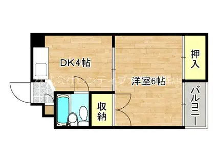 タイケマンション(1DK/4階)の間取り写真