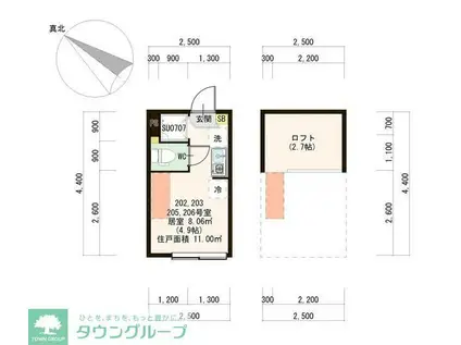 ハーモニーテラス和泉XI(ワンルーム/2階)の間取り写真