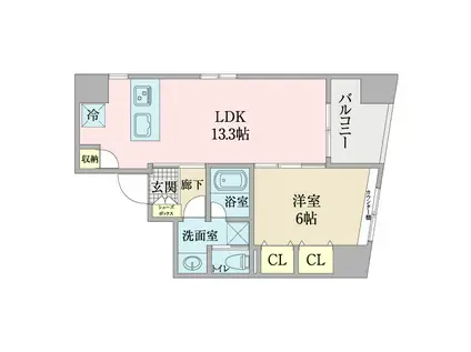  グーズベリー(1LDK/6階)の間取り写真