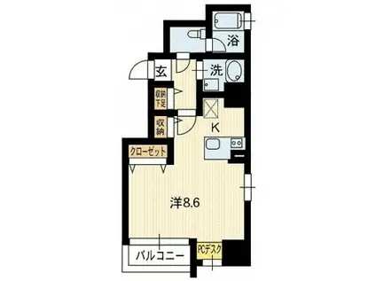 アルファレガロ大橋通(1K/6階)の間取り写真