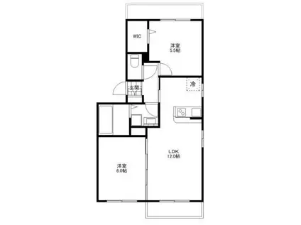 ジュヴァンセル(2LDK/2階)の間取り写真